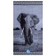 Animal – Elefántos pamut strandtörölköző, fekete-fehér, prémium minőség, XXL méret, részletgazdag állatminta, puha és jól szívja a vizet.